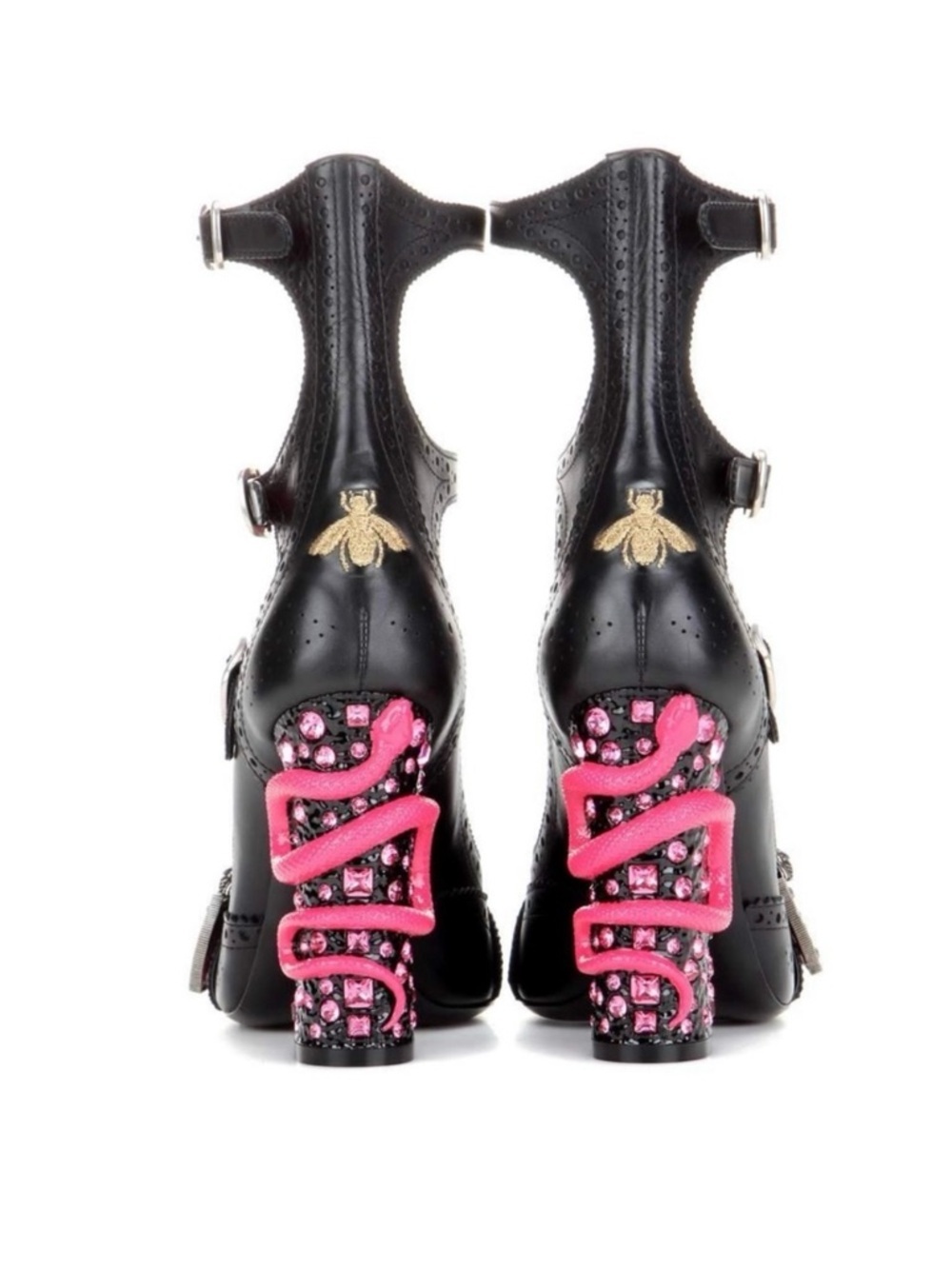 NEW Gucci Queercore Crystal Embellish Brogue Snake Heel Pumps Size 38.5 RARE - Picture 3 of 11